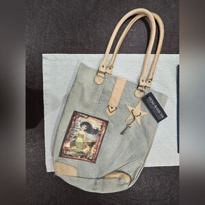 Tote / Leather & Cotton Mermaid Bag / New With Tag / Vintage